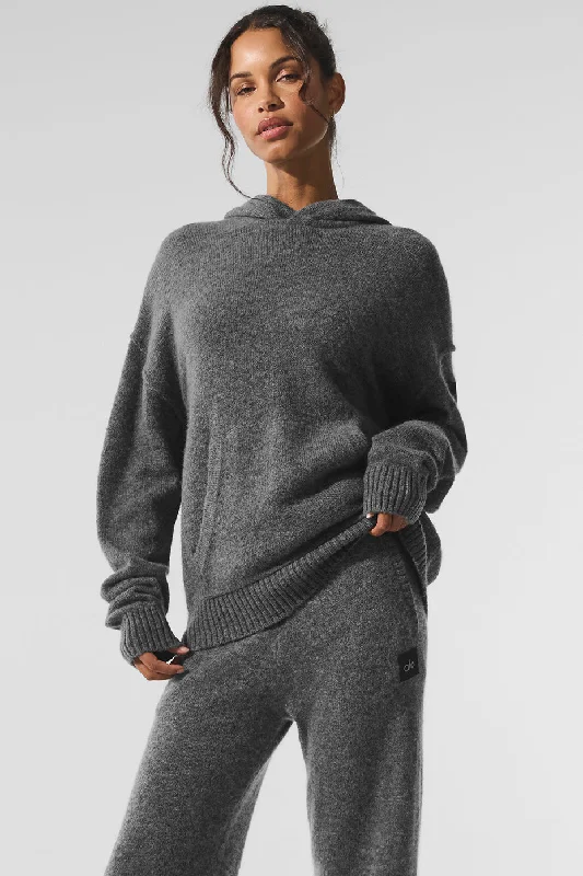 Women's Luxury Apparel New Class Cashmere Hoodie - Platinum Grey