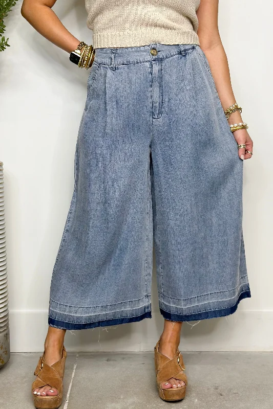 Women's Transitional Clothes Denim Mineral Wash Wide Leg Pant *Final Sale*