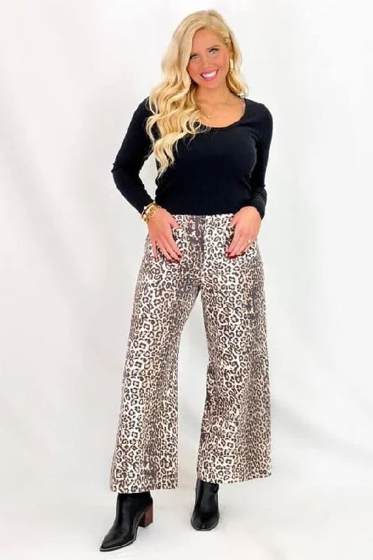 Women's Transitional Attire Light Leopard Wide Leg Pants