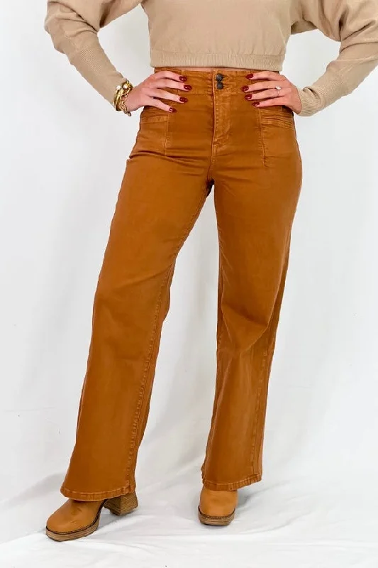 Stylish Women's Garments Cinnamon High Rise Wide Leg Pant