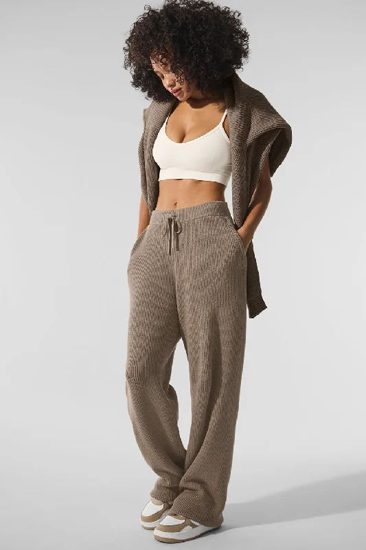 Fashionable Women's Clothing Domain Rib Knit Sweatpant - Gravel