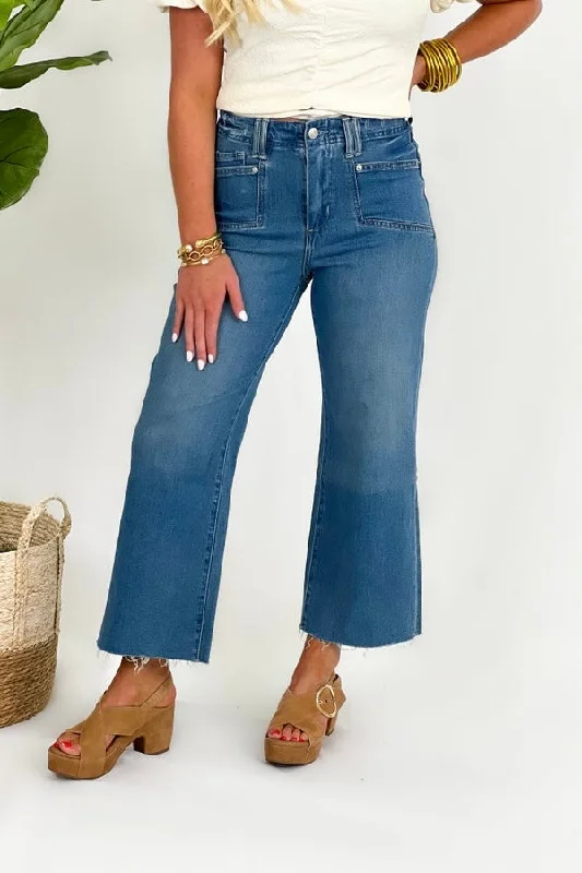 Women's Vacation Attire Denim Cropped Straight Leg Jeans