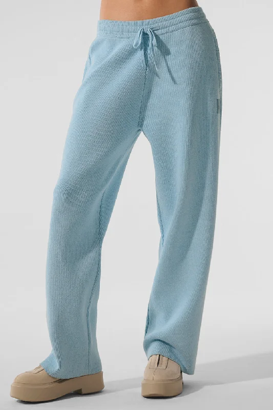 Comfortable Lounge Clothing Scholar Straight Leg Sweatpant - Celestial Blue Heather