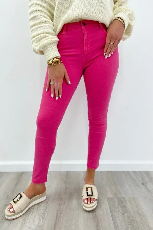 Women's Clothes For Outdoor Events Raspberry Mid Rise Crop Skinny *Final Sale*