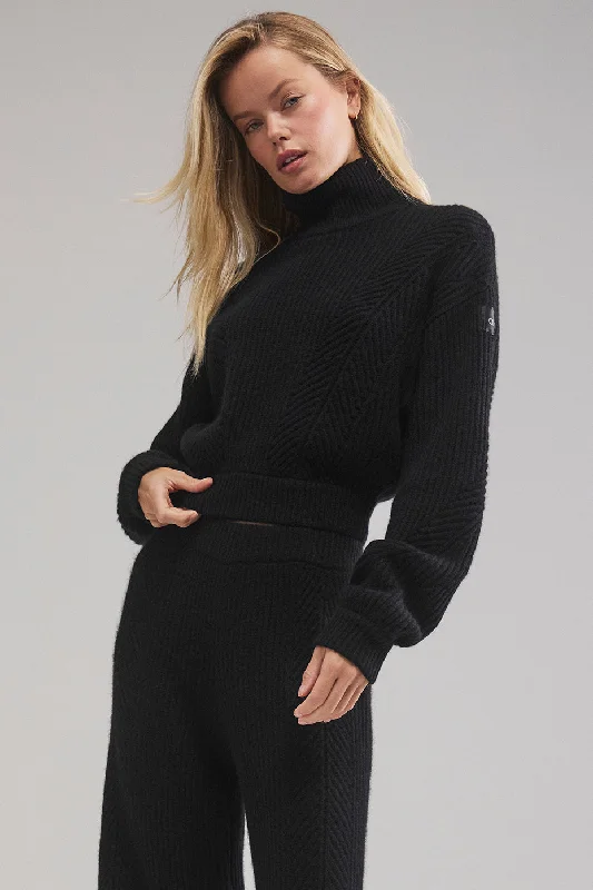 Women's Vintage Clothes Winter Magic Cashmere Turtleneck - Black