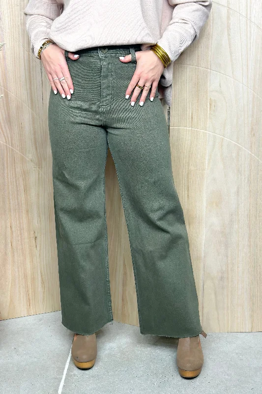 Vintage Clothing For Women Olive Straight Wide Leg Pants