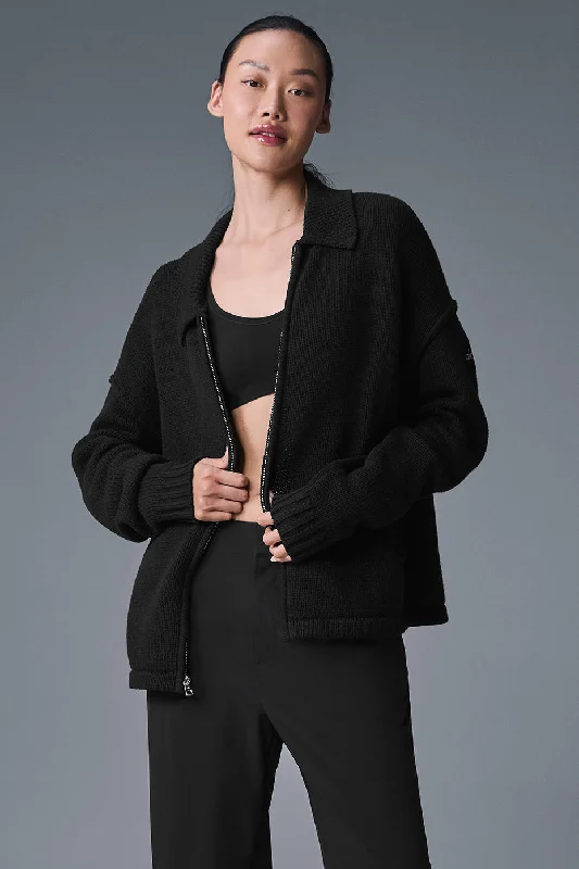 Affordable Women's Apparel Heritage Full Zip Sweater - Black