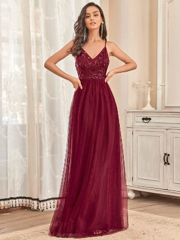 Charming Women's Outfit For Special Occasions Soft Spaghetti Straps V-Neck Embroidery Evening Dress