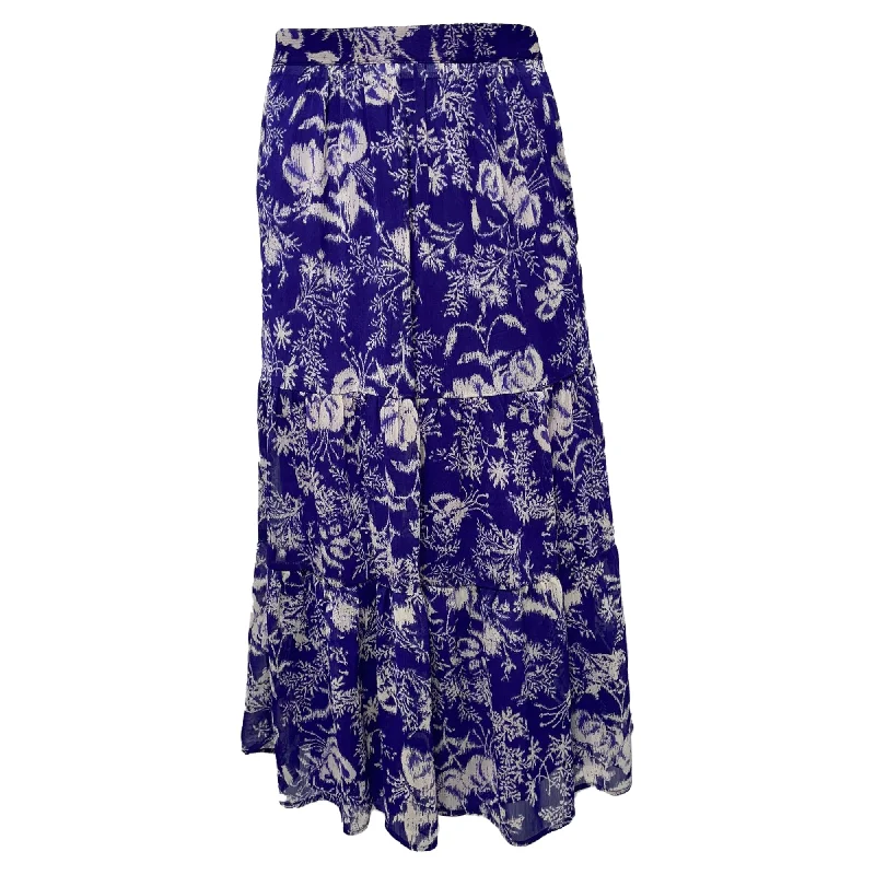 Women's Charming Outfit For Events Ba&Sh Uria Printed Midi Tiered Skirt in Violet Polyester