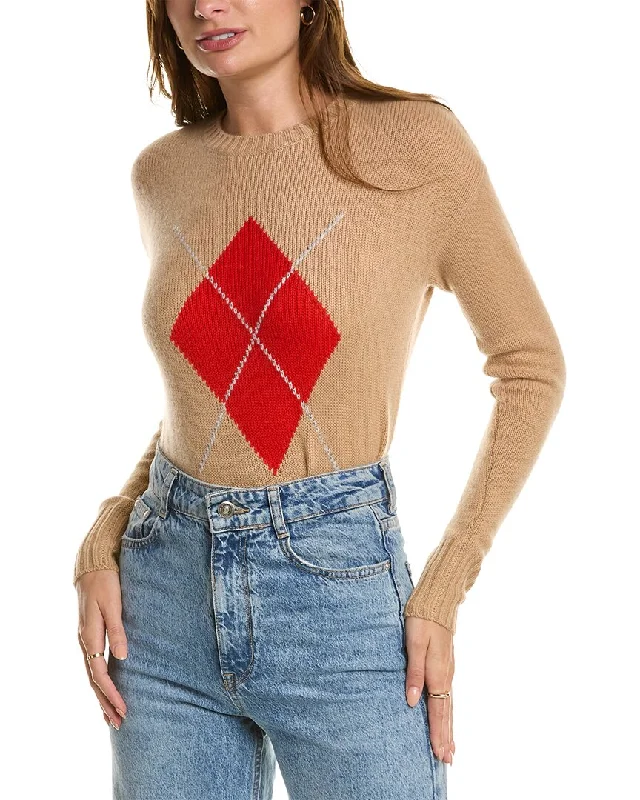 Women's Luxury Garments Kier+J Crewneck Argyle Cashmere Sweater