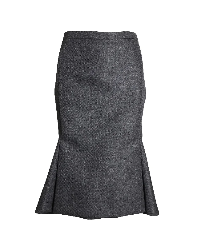 Women's Activewear Attire Balenciaga Fit-and-Flare Skirt in Grey Wool