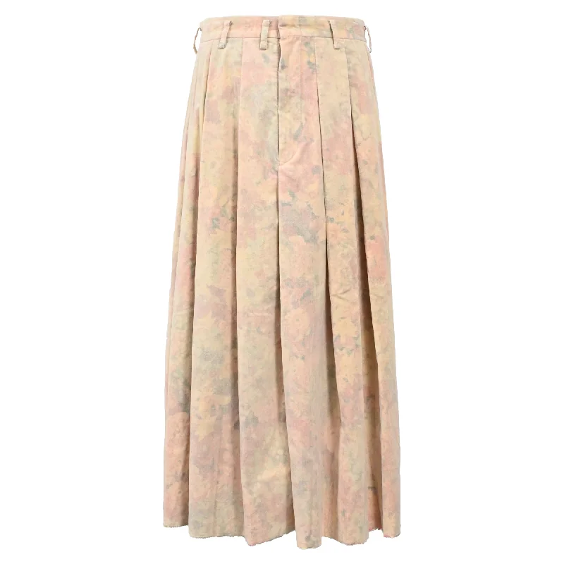 Women's Seasonal Attire Comme des Garçons Pleated Midi Skirt in Floral Print Cotton