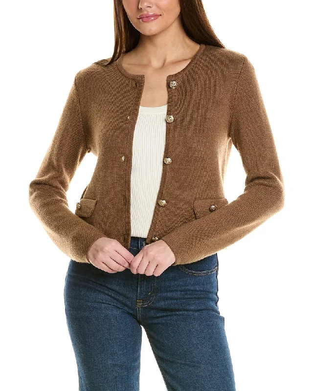 Comfortable Women's Attire Bruno Magli Cropped Crewneck Wool Jacket