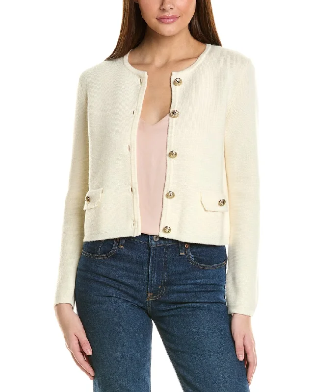 Stylish Women's Attire Bruno Magli Cropped Crewneck Wool Jacket