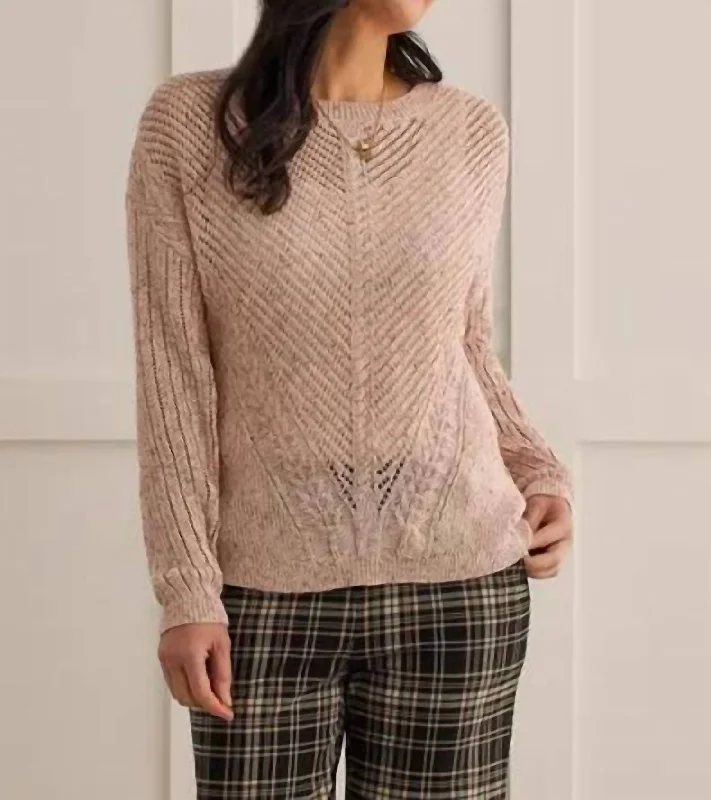 Women's Classic Attire Combo-Knit Scoop Neck Sweater In Oatmeal