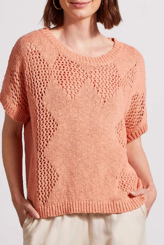 Women's Trendy Activewear Apparel Dolman Crochet Sweater In Muted Clay