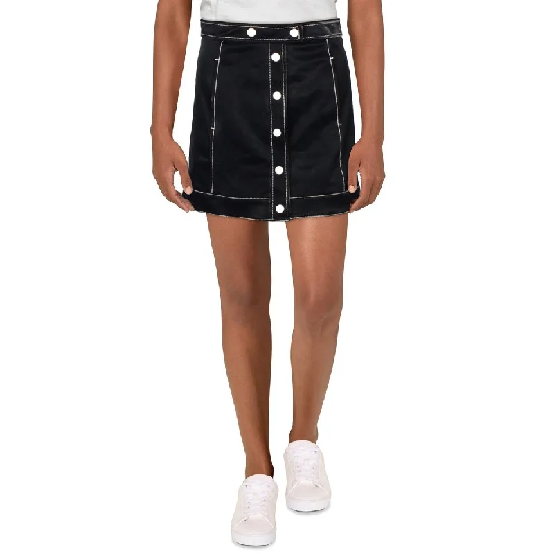 Women's Office Outfit Womens Faux Leather Embossed Mini Skirt