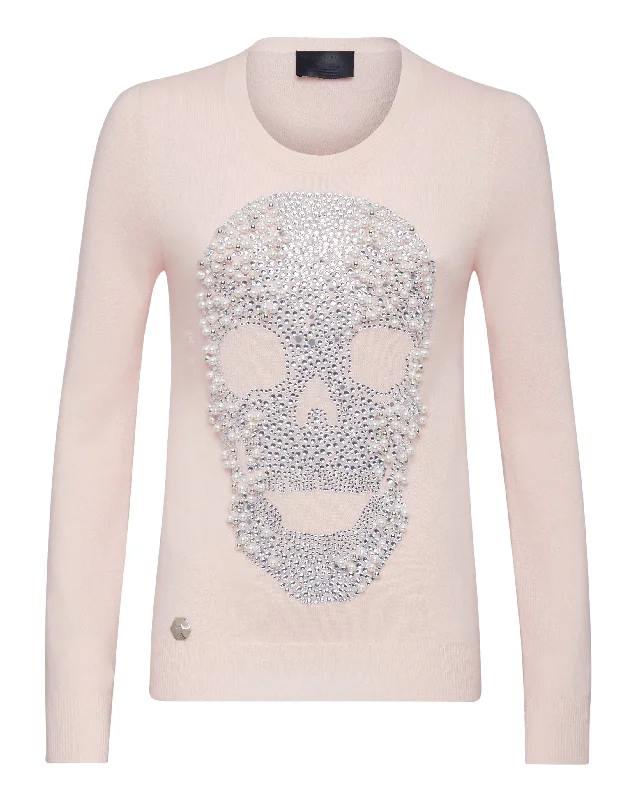 Stylish Women's Clothing Pullover Round Neck LS Skull