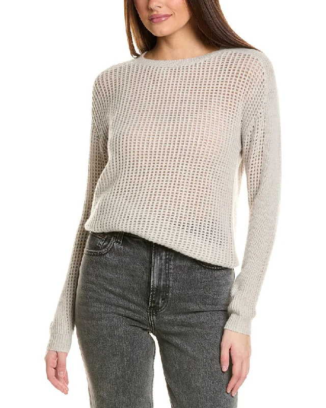 Women's Clothing Sets Amicale Cashmere Mesh Crewneck Cashmere Sweater