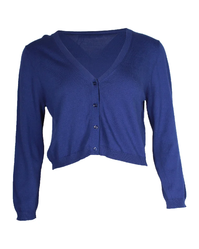 Women's Clothing For Travel Max Mara Weekend Cropped Cardigan in Blue Viscose