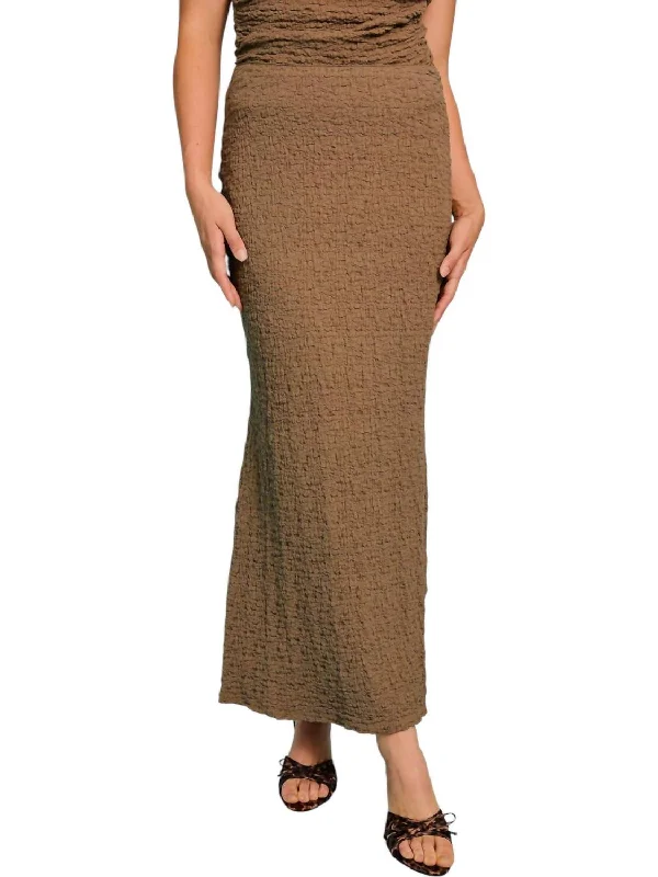 Women's Transitional Clothes Ruched Midi Skirt In Brown