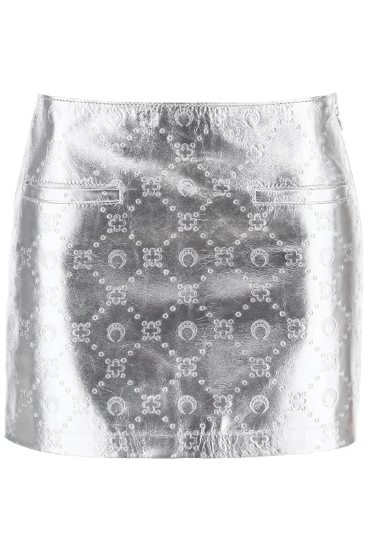 Women's Vintage-Inspired Outfit Marine Serre Women's Moonogram Mini Skirt In Laminated Leather