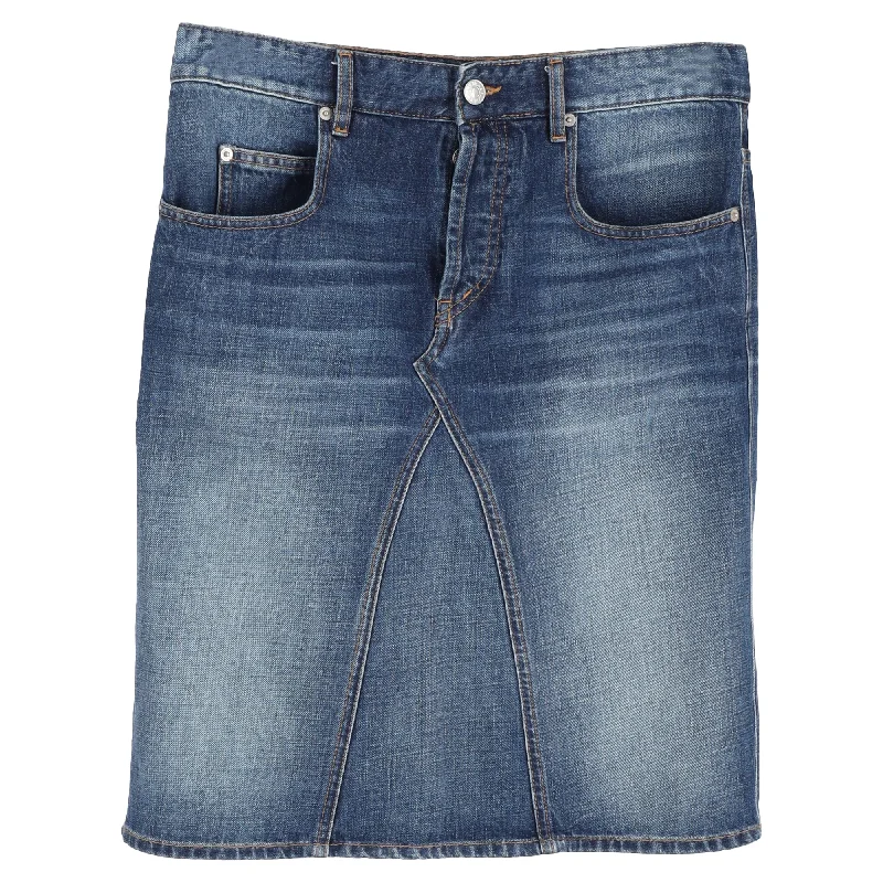 Women's High-Fashion Outfit Isabel Marant Etoile Knee-Length Skirt Blue Cotton Denim