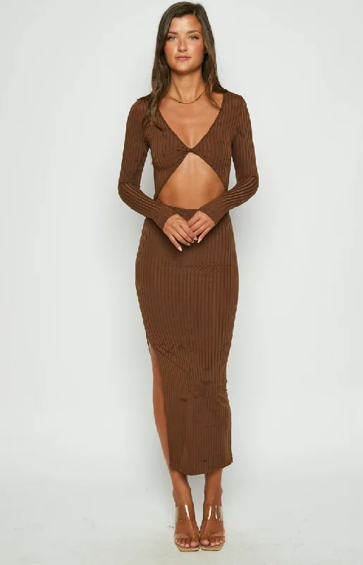 Women's Clothing For Casual Outings Hailey Cut Out Midi Brown