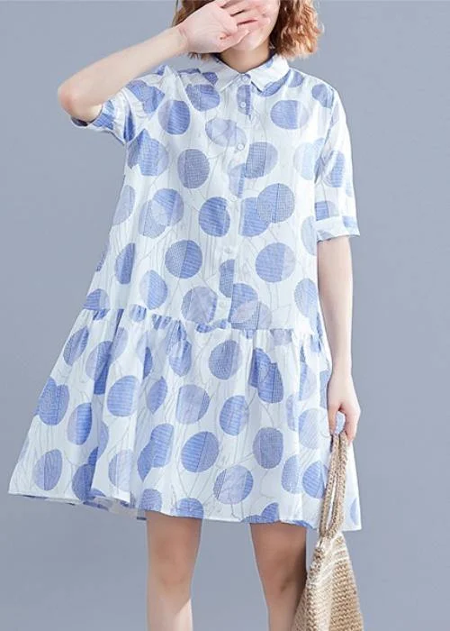 Formal Attire For Women Women lapel clothes Women Sleeve white dotted Dress