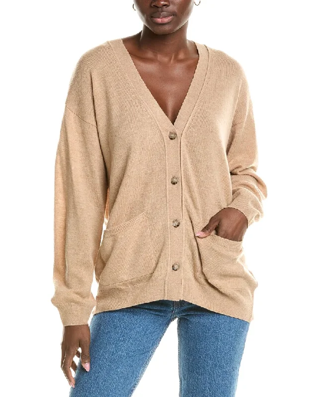 Women's Outerwear Apparel Brodie Cashmere Wool & Cashmere-Blend Roll Edge Luxe Cardigan