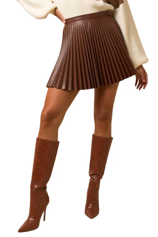 Women's High-Fashion Outfit Ruby Faux Leather Mini Skirt In Chocolate