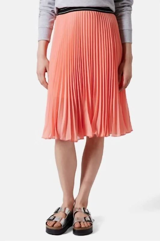 Comfortable Women's Apparel Pleated Midi Skirt In Orange