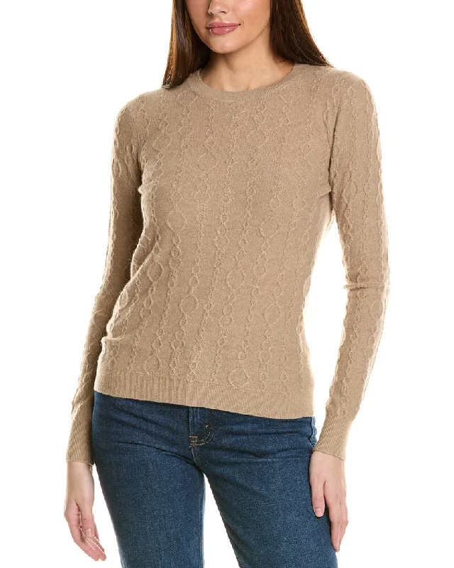 Women's Comfy Loungewear Outfit Bruno Magli Cable Crewneck Cashmere Sweater