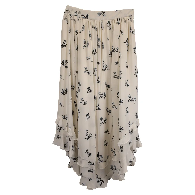 Women's Chic Outerwear Outfit Zimmermann Ditsy Floral Midi Skirt in Cream Viscose