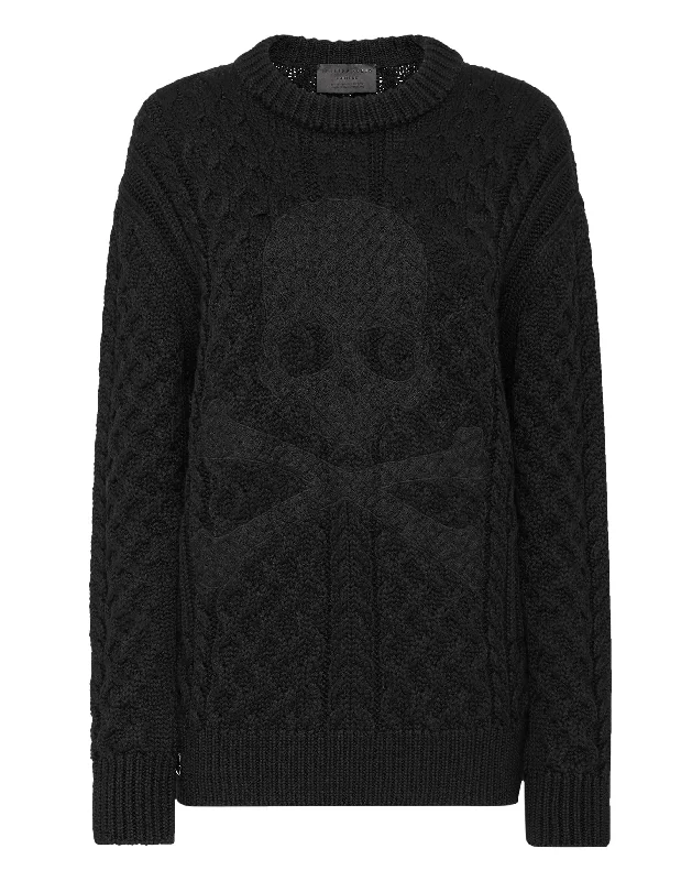 Women's Comfortable Lounge Attire Pullover Round Neck LS Skull