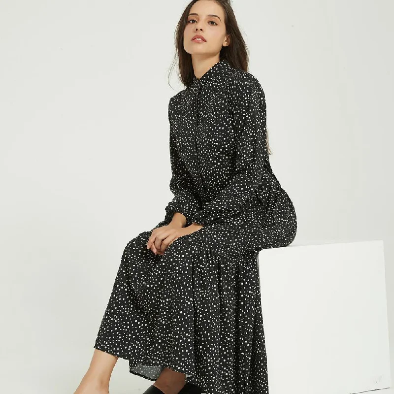 Women's Work Apparel FashionSierra - Elegant Loose Dot Print Dresses