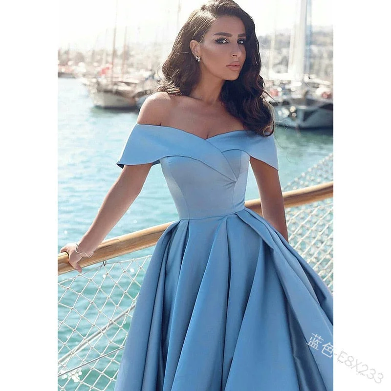 Women's Party Outfit FashionSierra - Fashion Elegant Boat Neck Evening Dresses