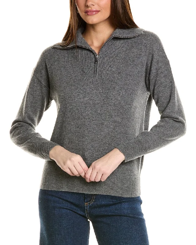 Women's Casual Apparel Amicale Cashmere Rib Detail 1/4-Zip Cashmere Pullover