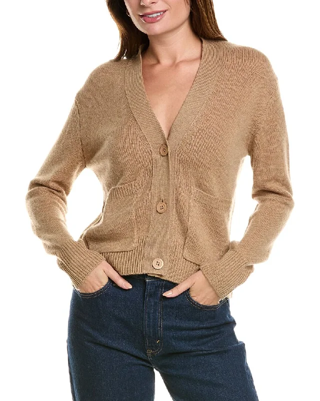 Women's Everyday Attire Forte Cashmere Pocket V-Neck Wool & Cashmere-Blend Cardigan