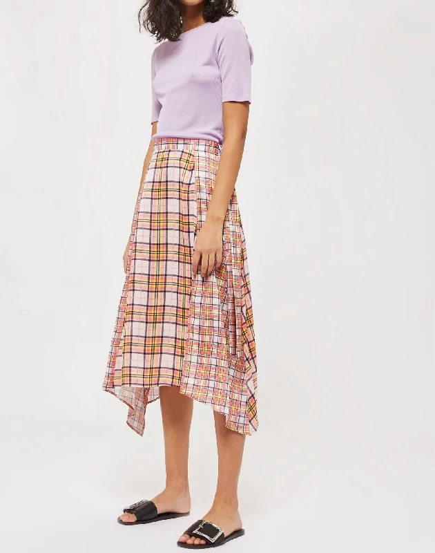 Stylish Women's Apparel Asymmetrical Plaid Midi Skirt In Multicolor