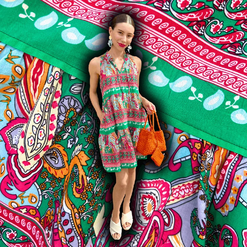 Timeless Women's Clothing Paisley Border Print Dress