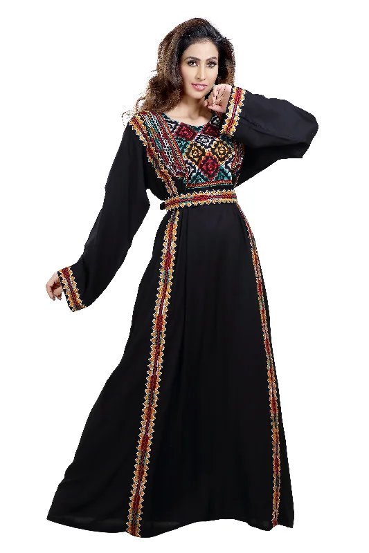 Women's Clothing Sets Multicoloured Cross-Stitch Threadwork Embroidery Kaftan