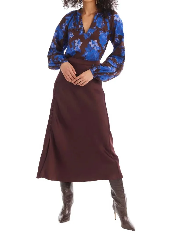 Women's Evening Outfit Satin Reese Skirt In Chocolate