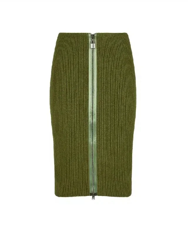 Women's Apparel And Garments Tom Ford Womens Zip Up Skirt In Green