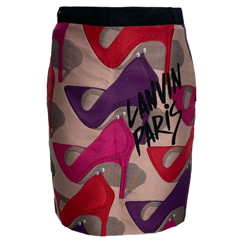 Women's Travel Outfit Set Lanvin Graphic Shoe Print Mini Skirt in Multicolor Cotton