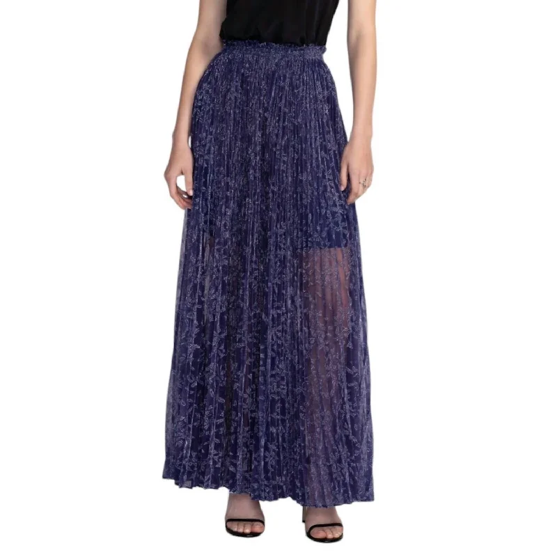 Trendy Athleisure Clothing For Women Montee Pleated Maxi Skirt In Electric Blue