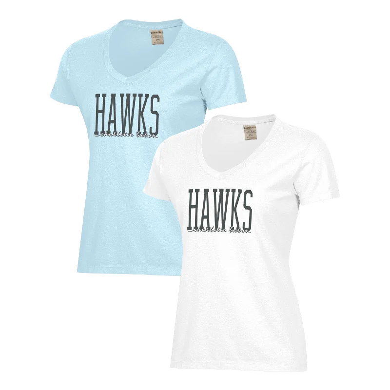 Vintage-Inspired Garments Women's SS V-Neck Tee - HAWKS