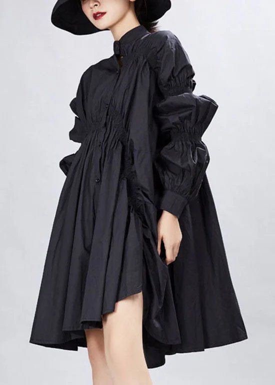 Women's Chic Outerwear Garments Natural Black lantern sleeve Asymmetrical Holiday Dresses