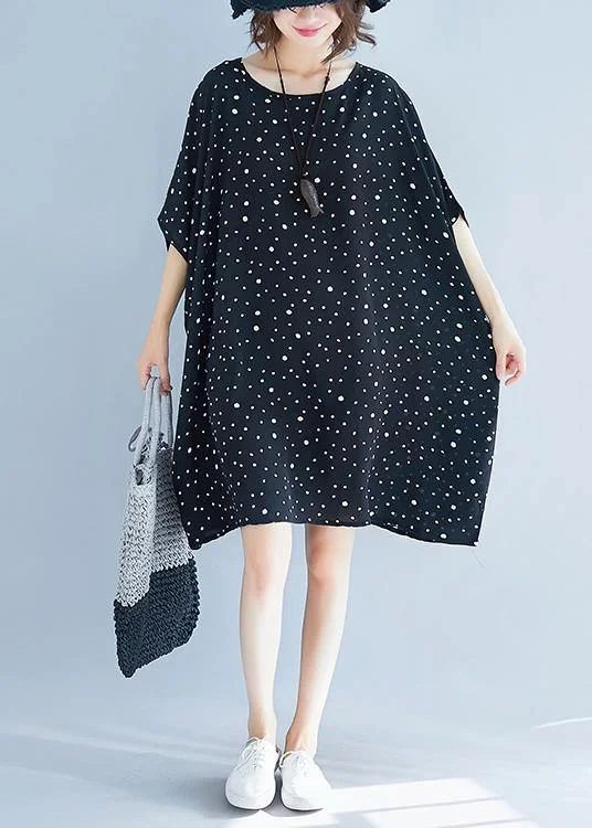 Women's Versatile Apparel Modern black Chiffon dresses dotted short summer Dresses