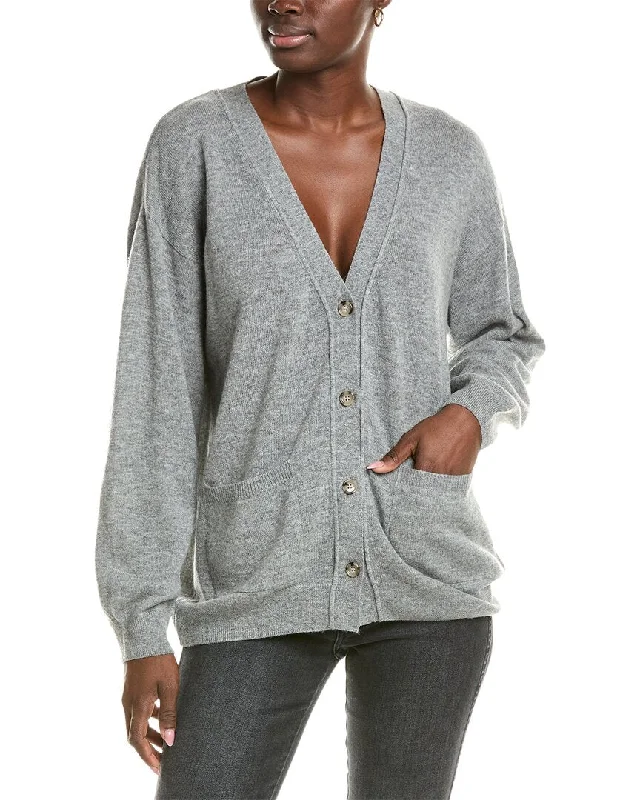 Women's Relaxed Clothes Brodie Cashmere Wool & Cashmere-Blend Roll Edge Luxe Cardigan